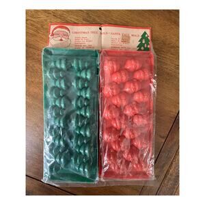 Vintage Farrah Intl Co Christmas Tree + Santa Face Plastic Mold Set